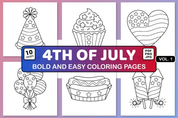 4th of July Bold and Easy Coloring Pages