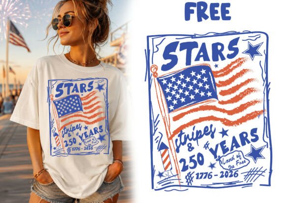 4th of July Stars Stripes 250 Shirt PNG
