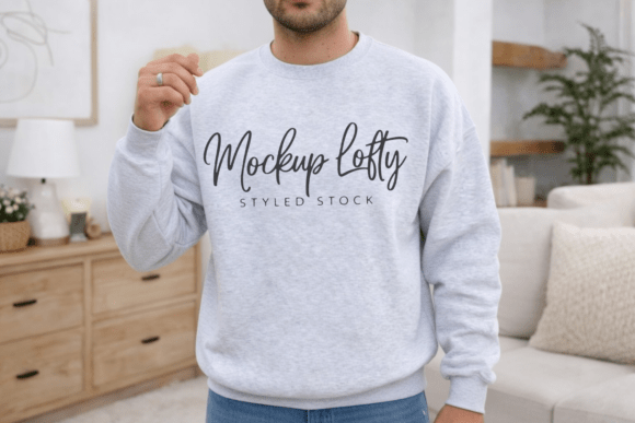 Ash Gildan 18000 Sweatshirt Mockup