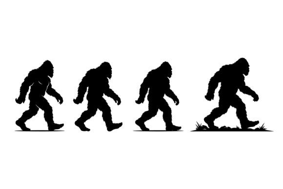 Bigfoot Walking Silhouettes in Different Poses