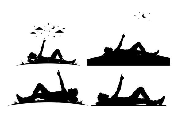 Black Silhouettes of People Lying Down