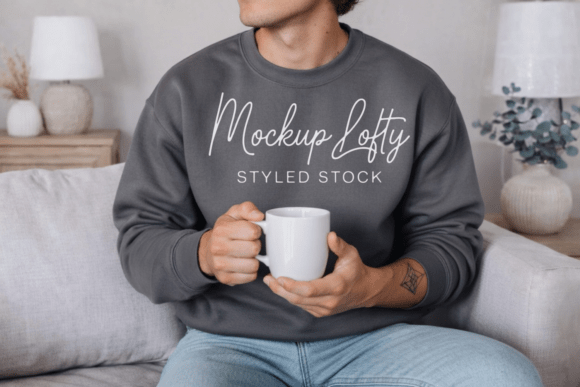 Charcoal Gildan 18000 Sweatshirt Mockup