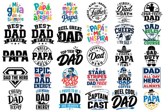Colorful Dad Quotes SVG Bundle