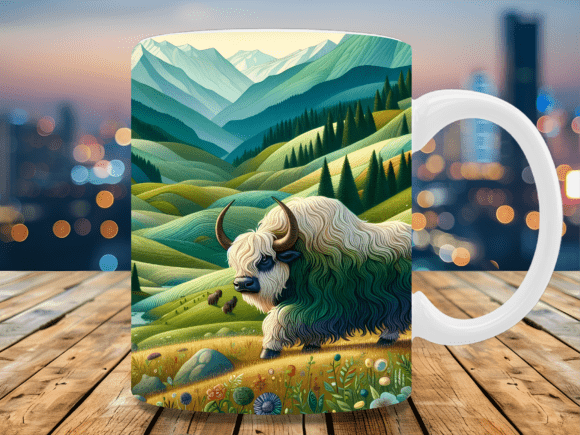 Colorful Highland Cow Meadow Mug Wrap