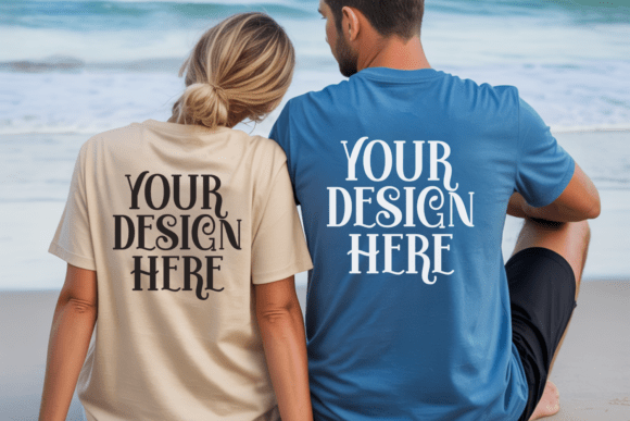 Comfort Colors 1717 Couple TShirt Mockup
