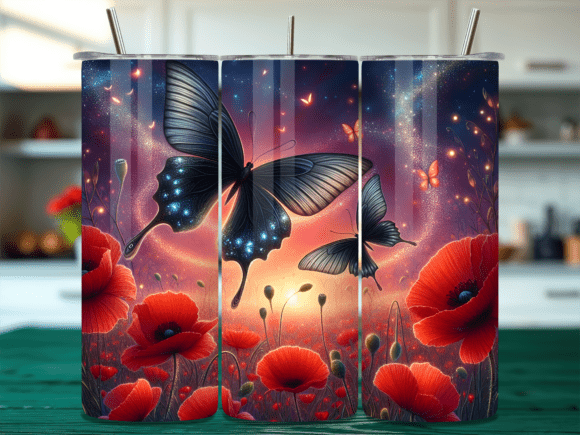 Cosmic Butterfly Red Poppy Tumbler Wrap