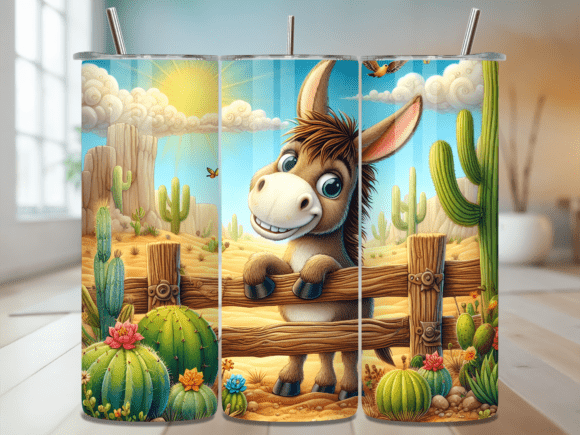 Desert Donkey Cactus 20oz Tumbler Wrap