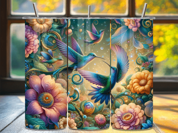 Dreamy Twin Hummingbirds Pastel Tumbler