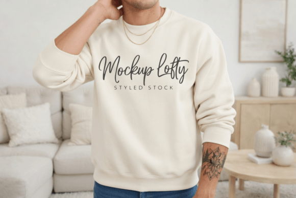 Elevate Your Brand Visuals with the Gildan 18000 Sand Sweatshirt Mockup