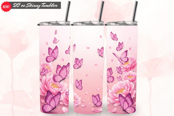 Elevate Your Sublimation Business with Pink Butterflies Tumbler Wraps 20 Oz PNG