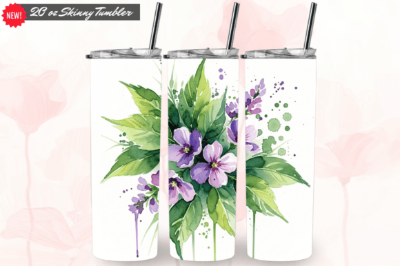 Elevate Your Sublimation Business with the Periwinkle Flowers 01 Sketch Tumbler PNG