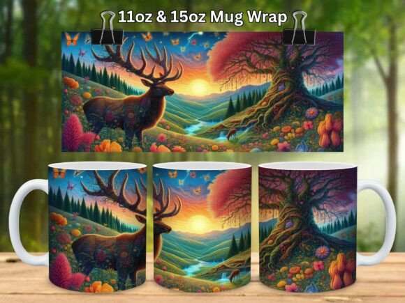 Elk Hunting Mug Wrap PNG V20