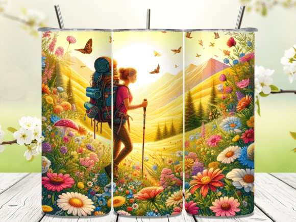 Female Hiker Flower Meadow Tumbler