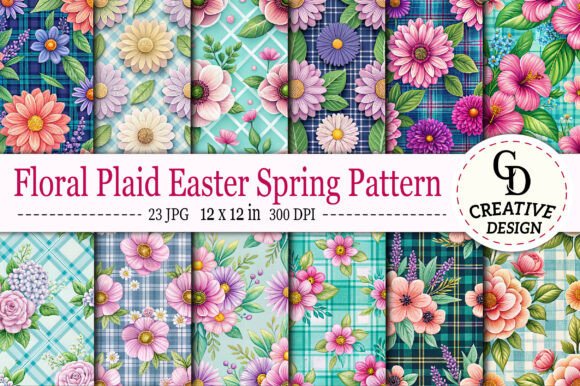 Floral Plaid Easter Spring Pattern