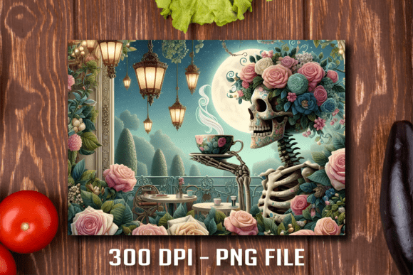 Floral Skeleton Tea Party Cutting Board