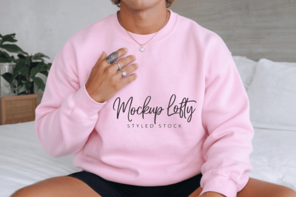 Gildan 18000 Light Pink Sweater Mockup