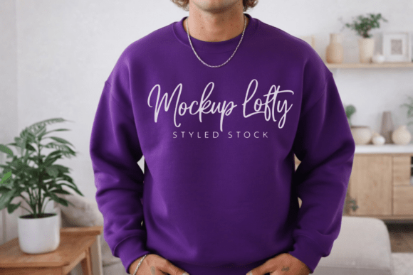 Gildan 18000 Purple Sweatshirt Mockup