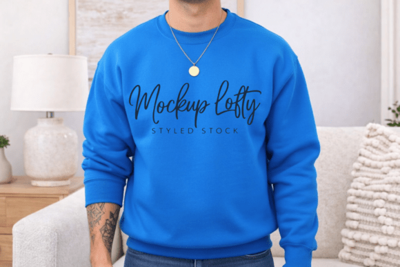 Gildan 18000 Sapphire Sweatshirt Mockup