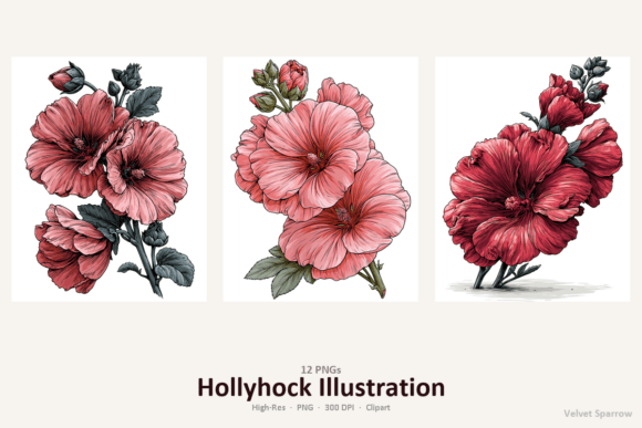 Hollyhock Illustration: A Practical Asset for Print and Digital Crafters