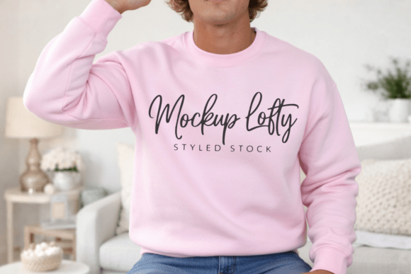 Light Pink Gildan 18000 Sweater Mockup