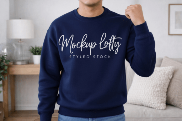 Navy Gildan 18000 Sweatshirt Mockup