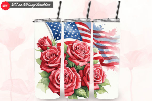 Patriotic Rose Flowers 20oz Tumbler Wrap