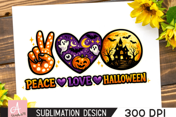 Peace Love Halloween PNG