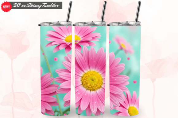 Pink Flower Skinny Tumbler 20 Oz Skinny