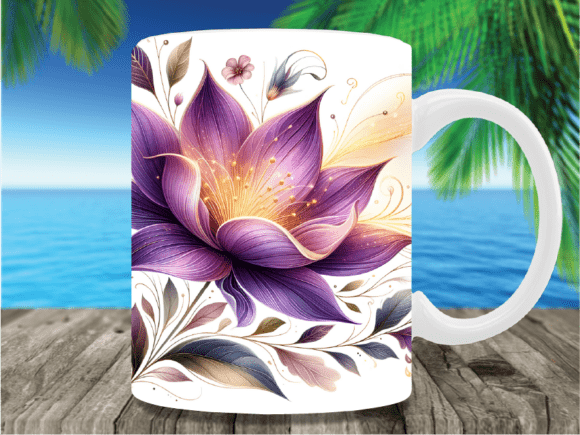 Purple Lily Beach Ocean Sky Mug Wrap