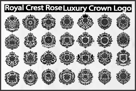 Royal Crest Rose: Elegant, Ready-to-Use Luxury Silhouettes for Designers and Makers