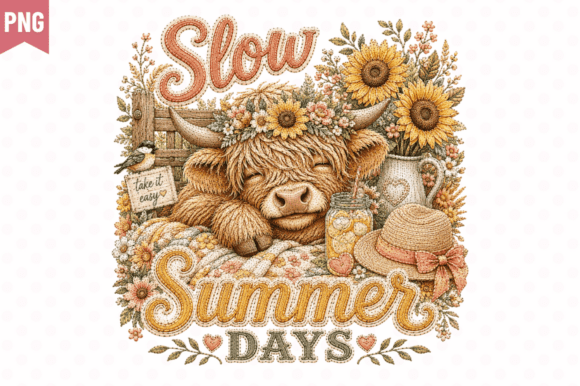 Slow Summer Days Faux Yarn PNG Design
