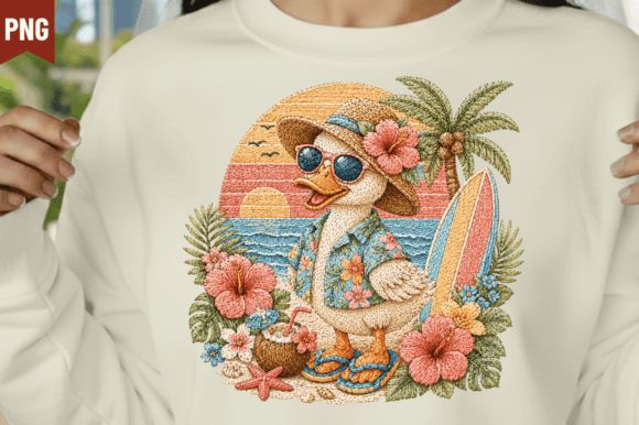 Tropical Faux Yarn Duck Beach Paradise