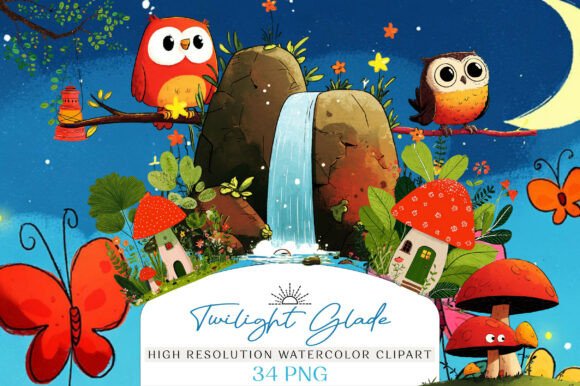 Twilight Glade Clipart: 34 Versatile PNG Designs for Creative Projects