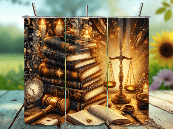 Vintage Law Library Gavel Tumbler WRAP