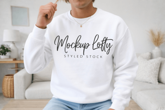 White Gildan 18000 Sweater Mockup