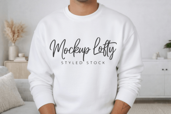 White Gildan 18000 Sweatshirt Mockup